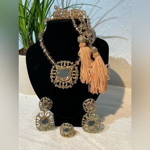 BNWOT Vintage Heidi Daus Champagne Necklaces (2), Clip Earrings & Ring